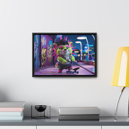 Punk Pup on a Neon Night - Gallery Canvas Wraps, Horizontal Frame