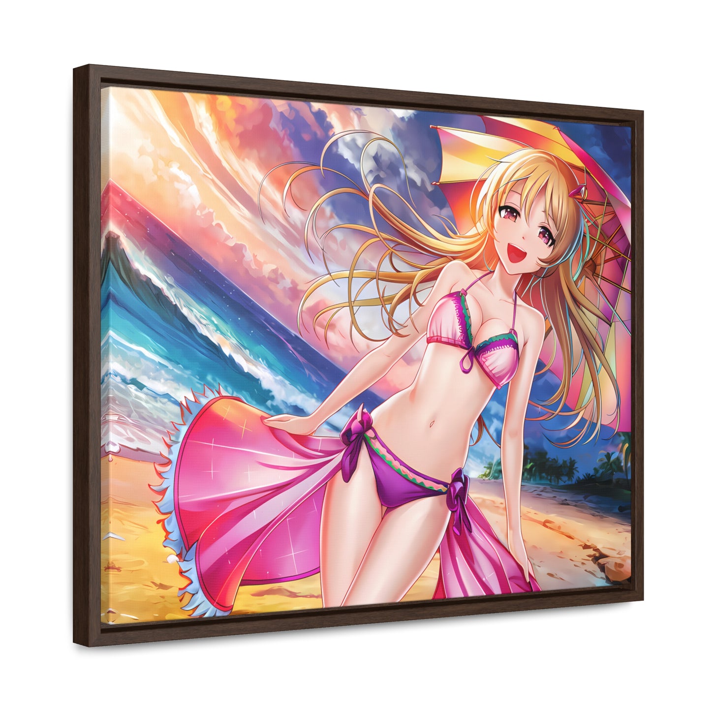 Sunset Stroll on the Beach - Gallery Canvas Wraps, Horizontal Frame
