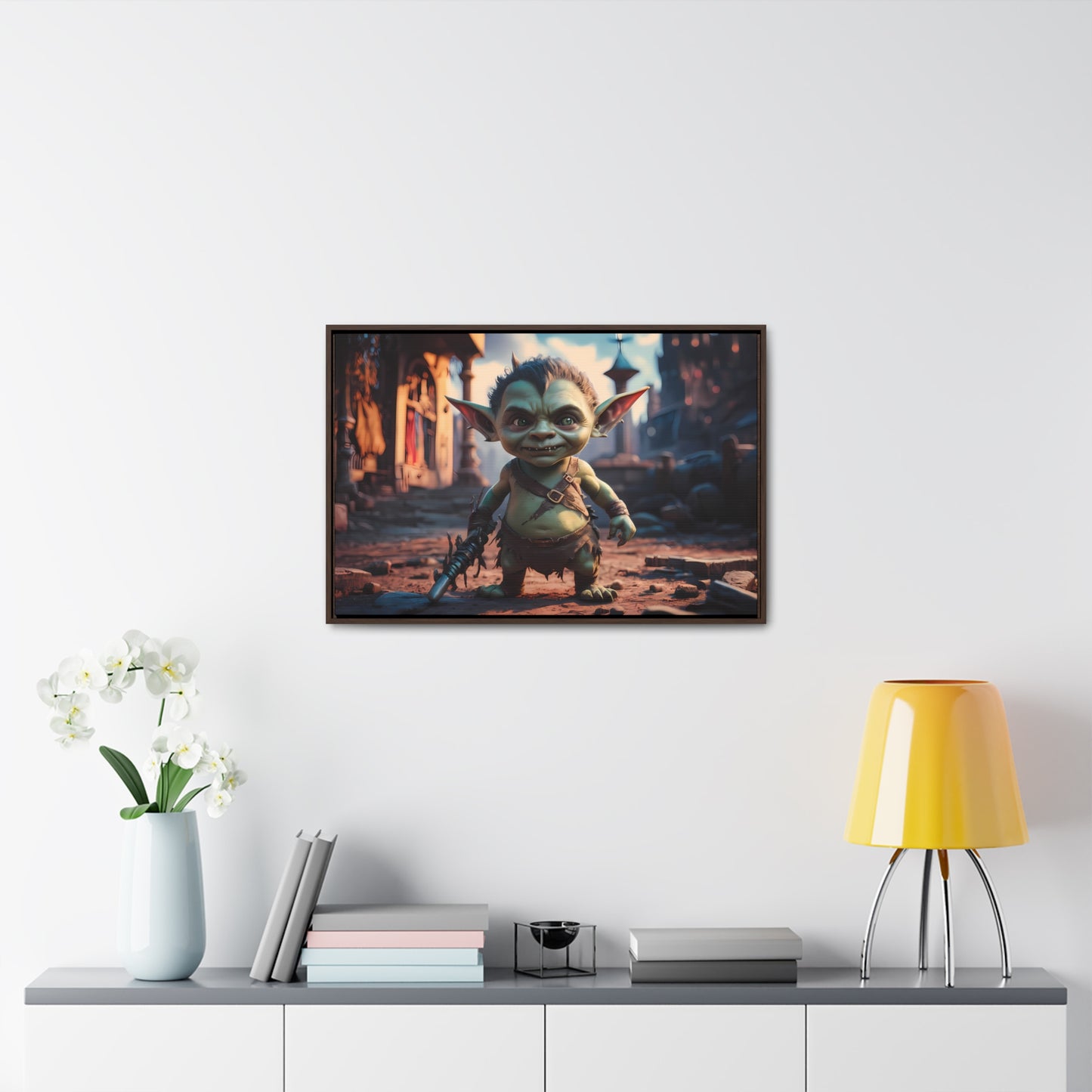Goblin Warrior in the Ruined City - Gallery Canvas Wraps, Horizontal Frame