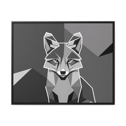 "Geometric Fox in Monochrome" - Gallery Canvas Wraps, Horizontal Frame