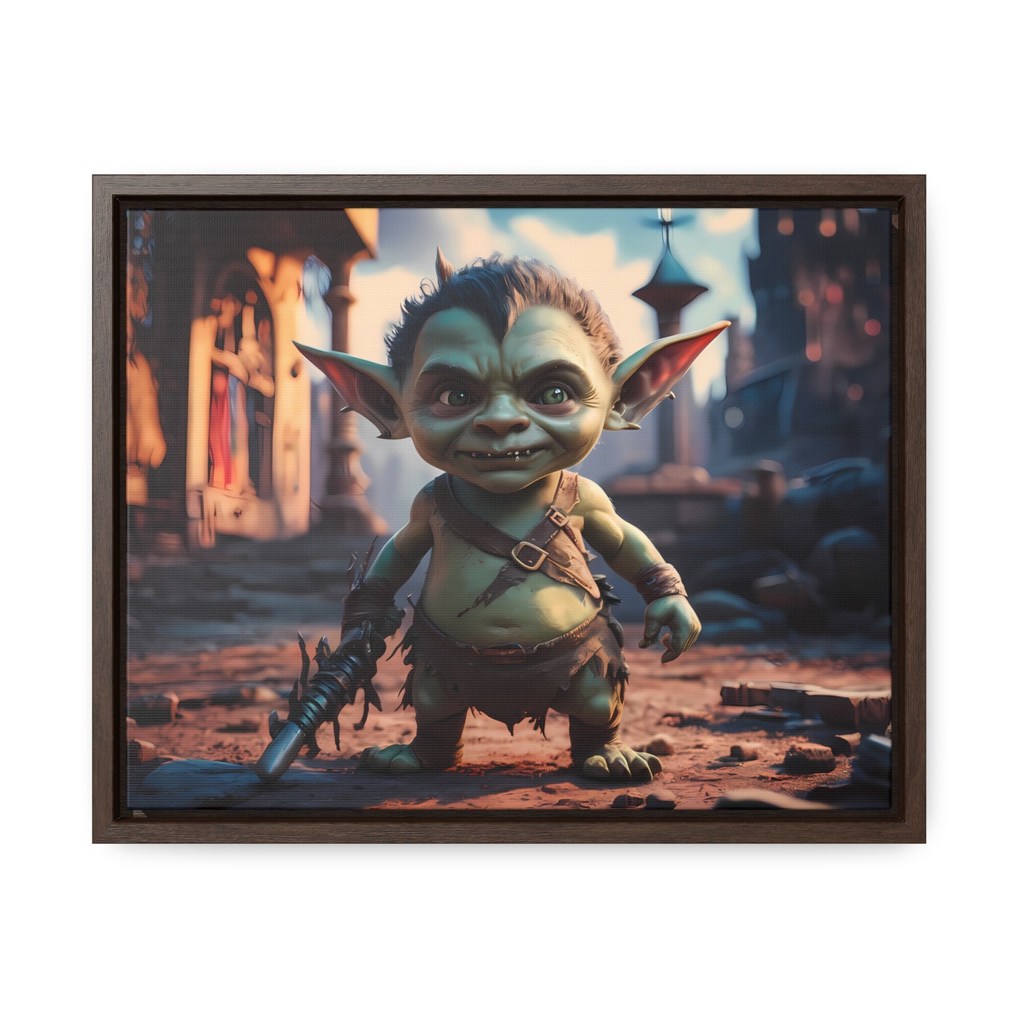 Goblin Warrior in the Ruined City - Gallery Canvas Wraps, Horizontal Frame