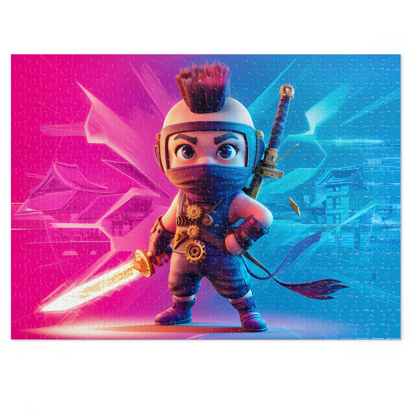 Cyberpunk Ninja: Neon Samurai - Jigsaw Puzzle (30, 110, 252, 500,1000-Piece)