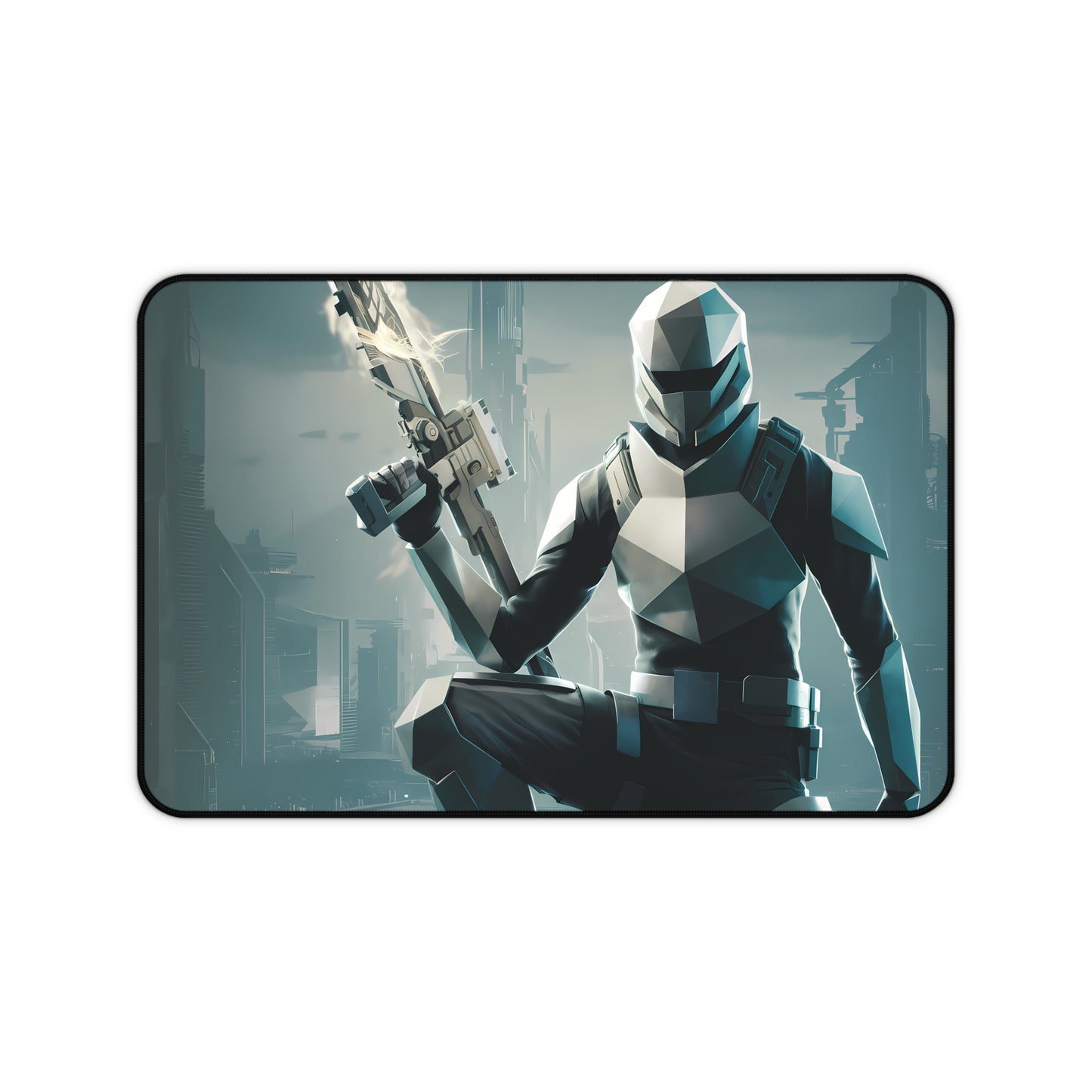 Geometric Cyber Soldier - Desk Mat