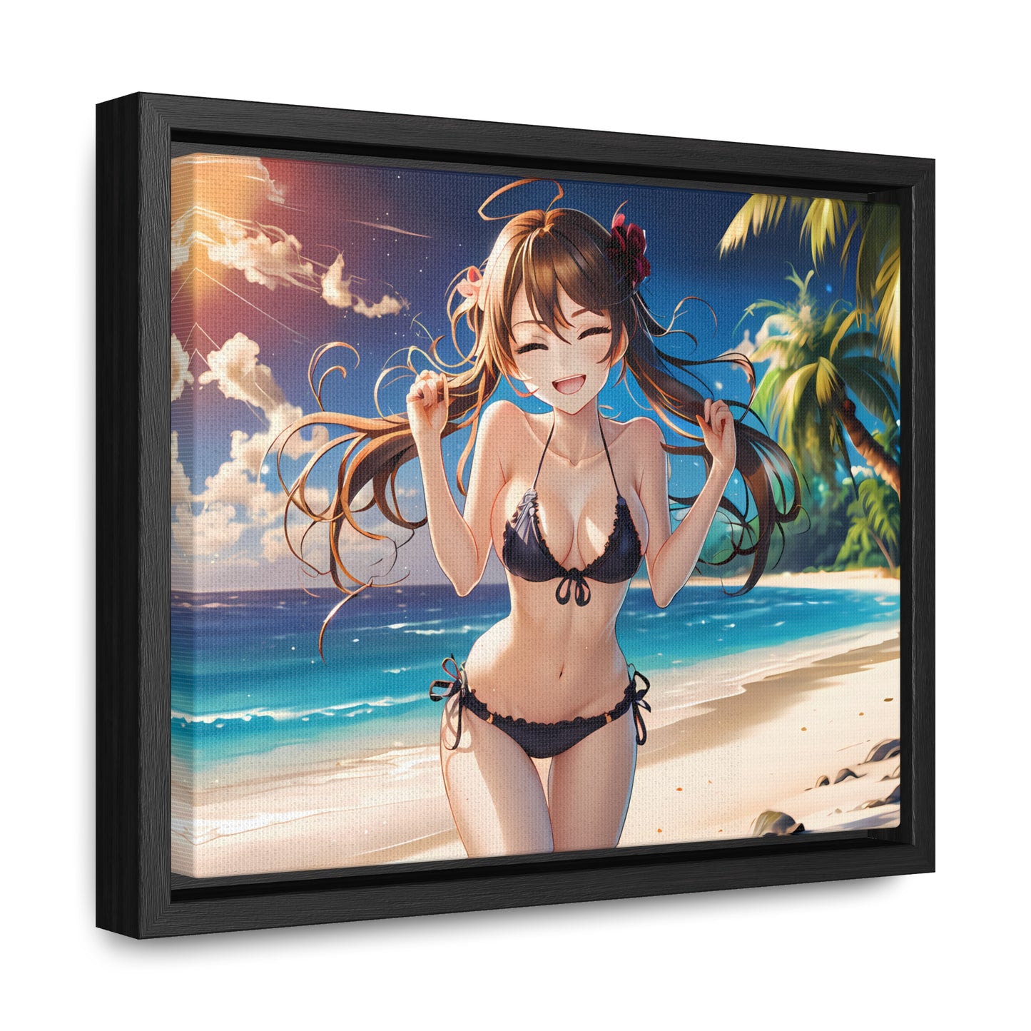 Sunlit Joy on the Beach - Gallery Canvas Wraps, Horizontal Frame