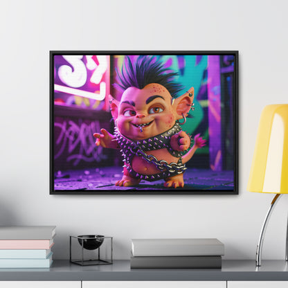 Punk Goblin in the Neon Alley - Gallery Canvas Wraps, Horizontal Frame