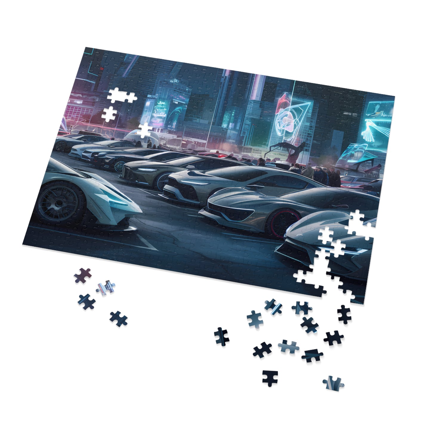 Neon Nights: Supercar Showdown - Jigsaw Puzzle (30, 110, 252, 500,1000-Piece)