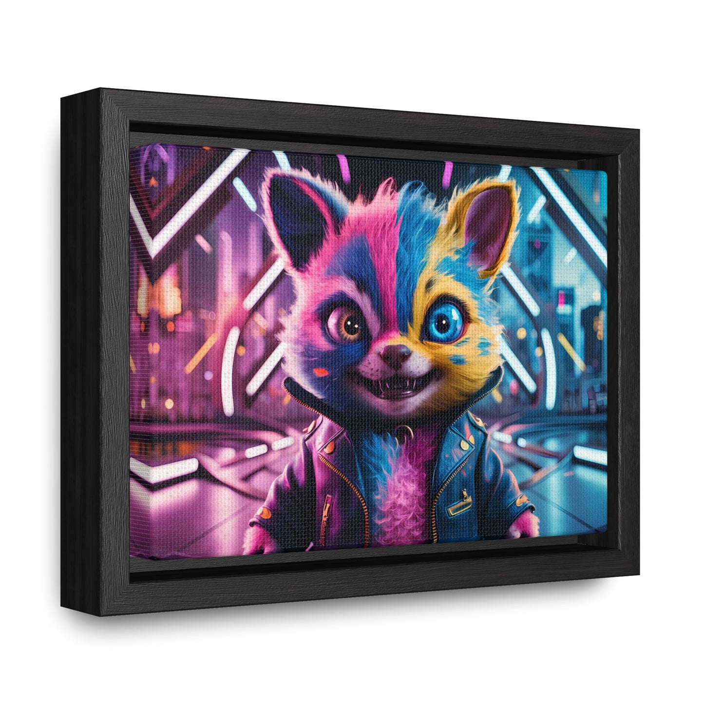 Neon Paws in the Cyber City - Gallery Canvas Wraps, Horizontal Frame
