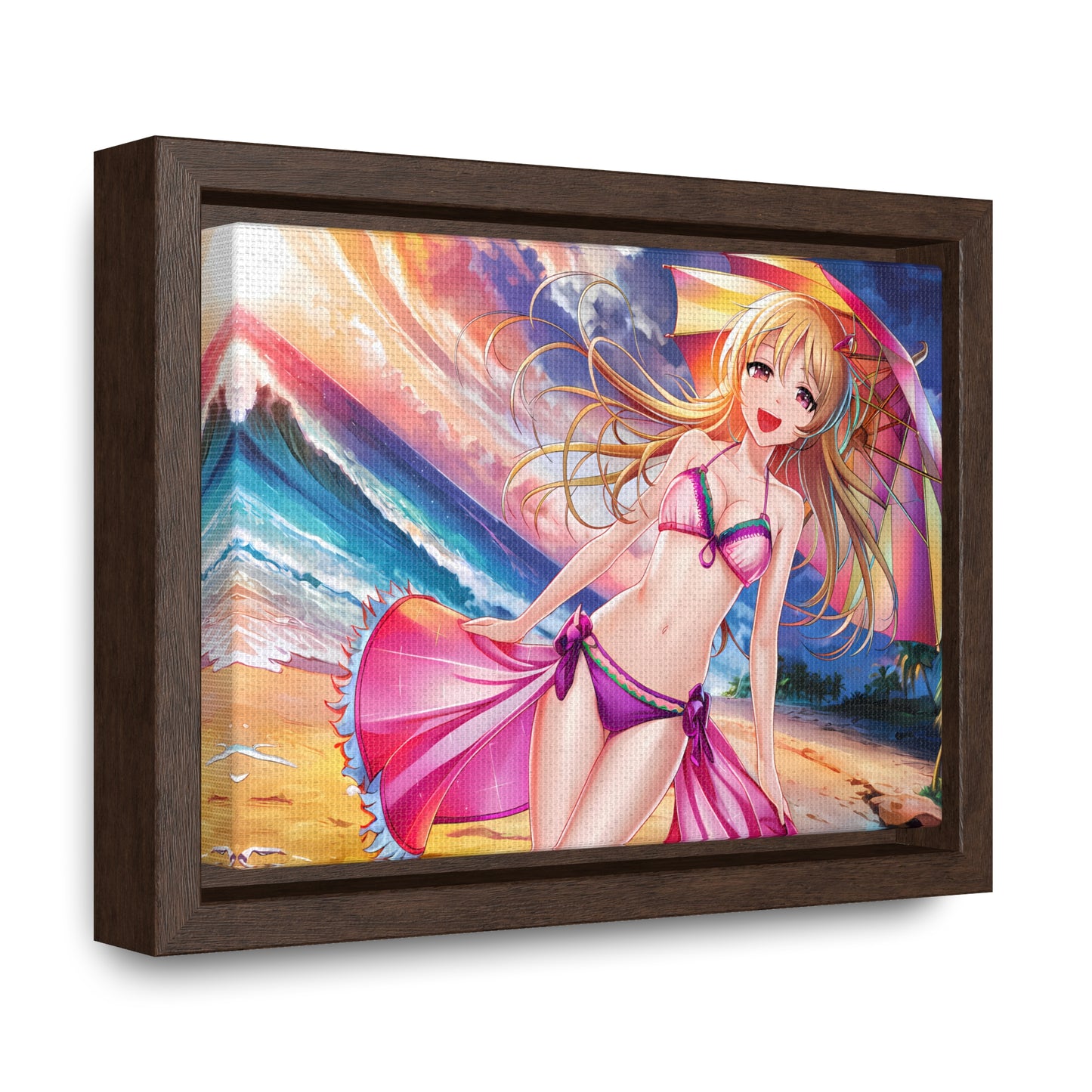 Sunset Stroll on the Beach - Gallery Canvas Wraps, Horizontal Frame