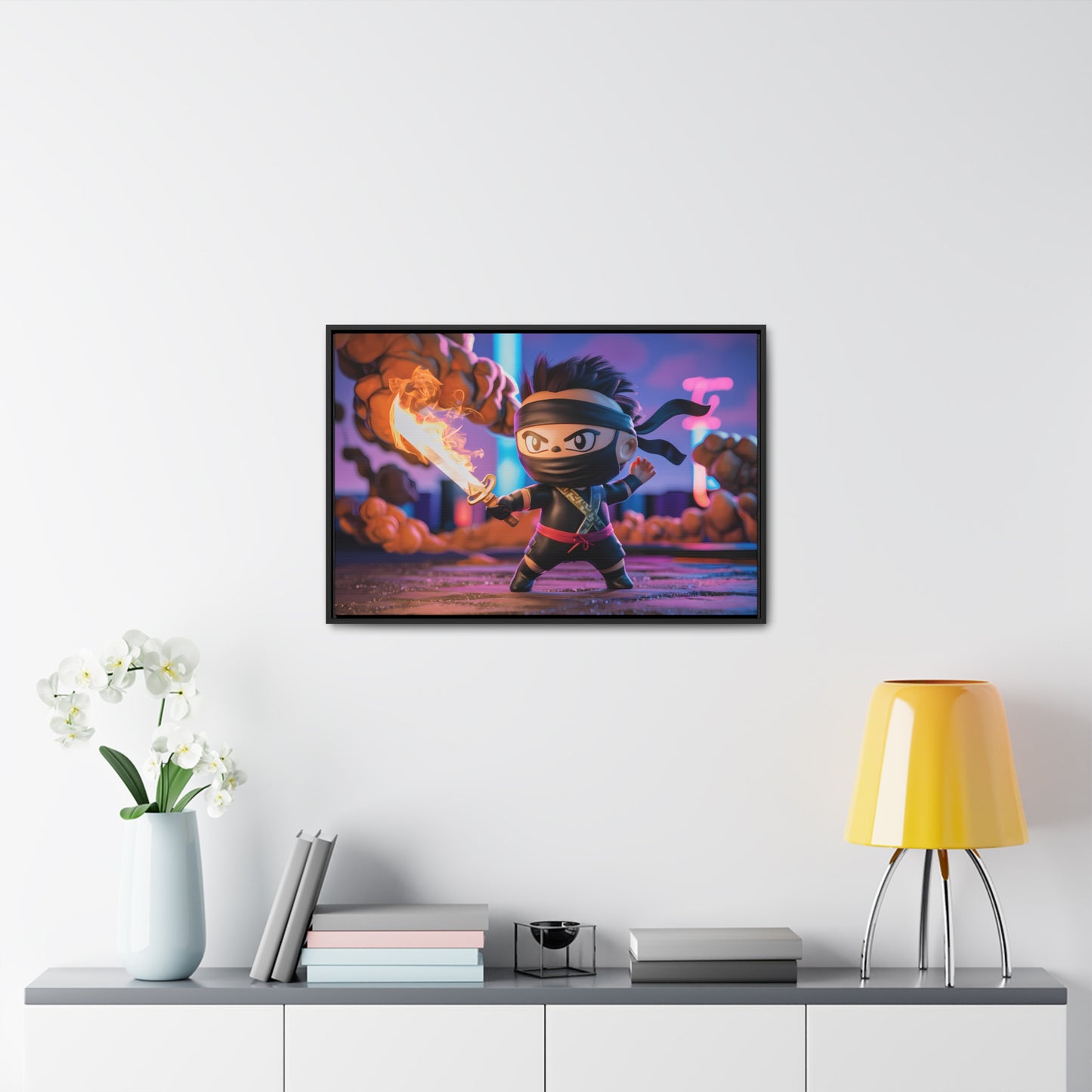 "Flameblade Ninja in Action" - Gallery Canvas Wraps, Horizontal Frame