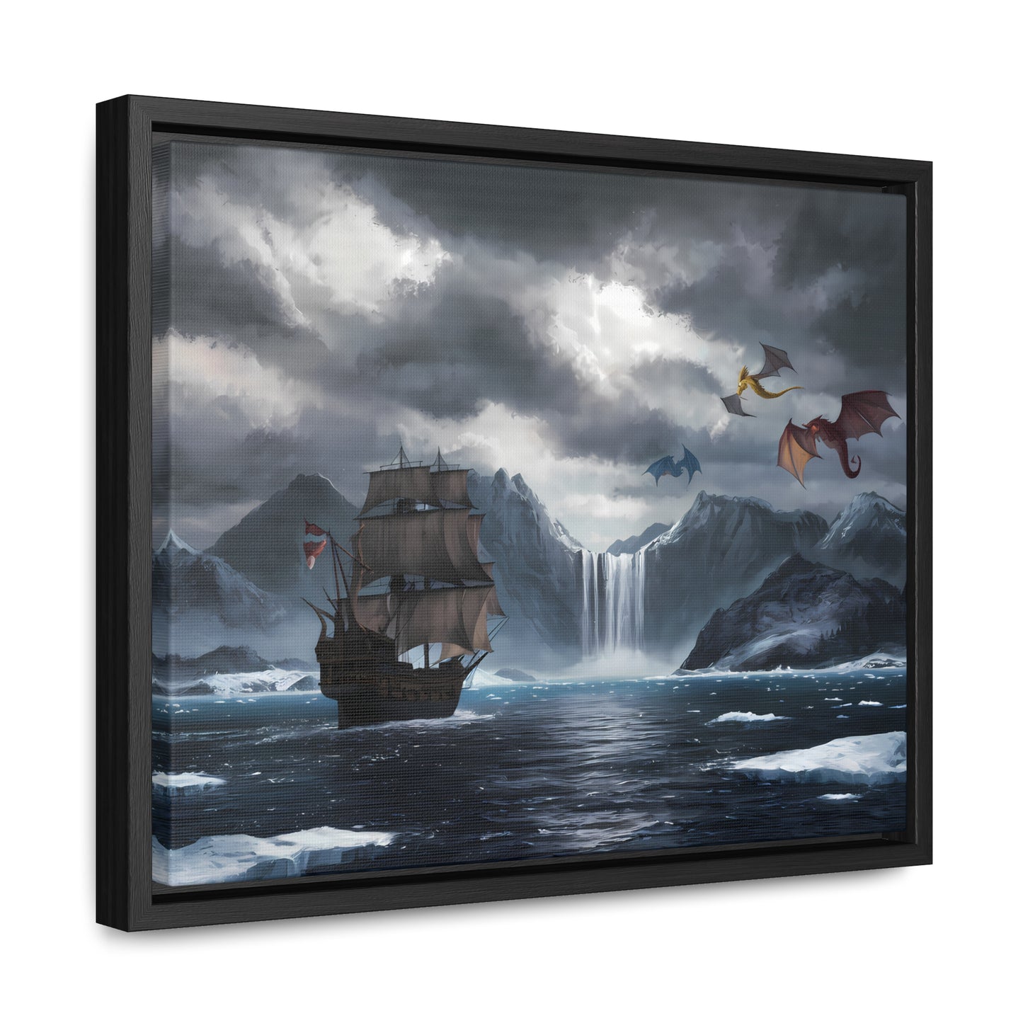 "The Voyage to Dragon's Fjord" - Gallery Canvas Wraps, Horizontal Frame