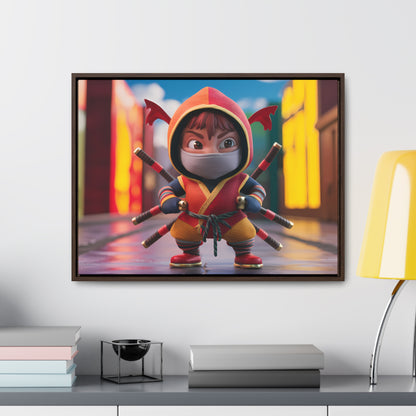 "Chibi Ninja Warrior in the City" - Gallery Canvas Wraps, Horizontal Frame