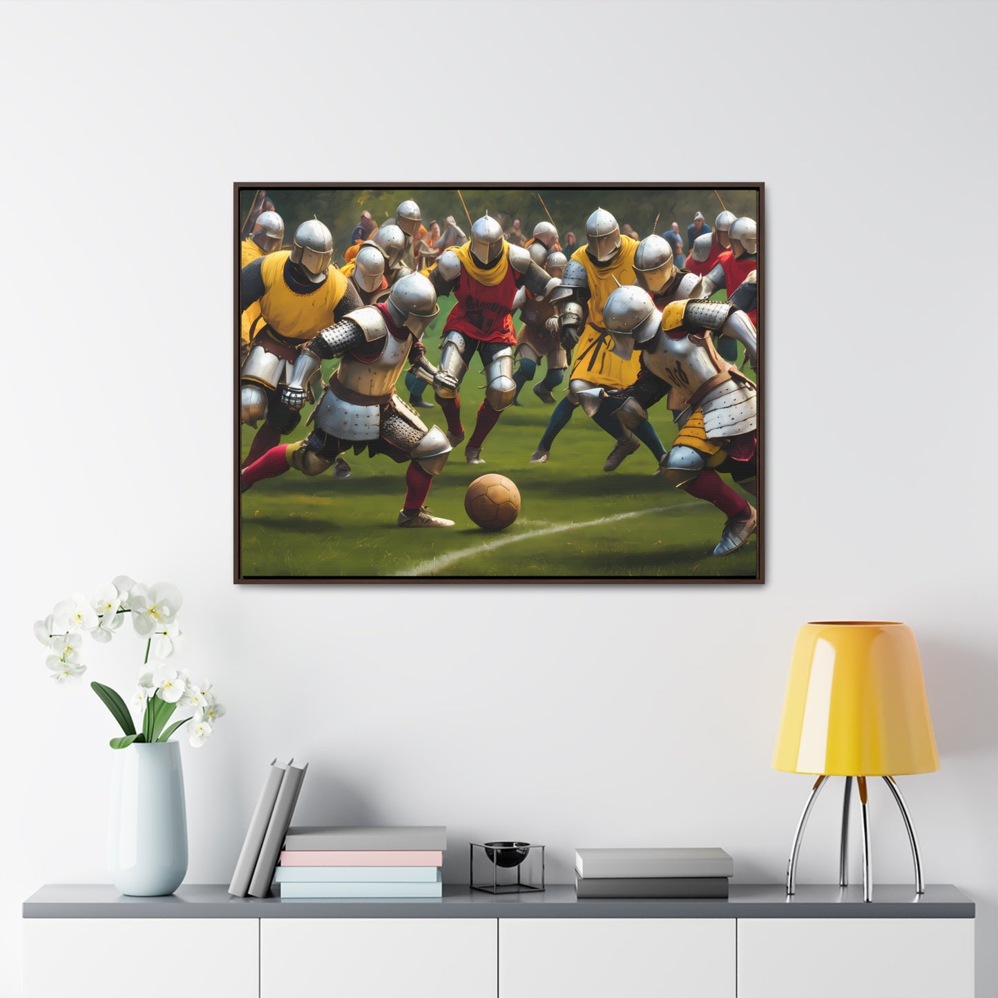 Medieval Football Battle - Gallery Canvas Wraps, Horizontal Frame