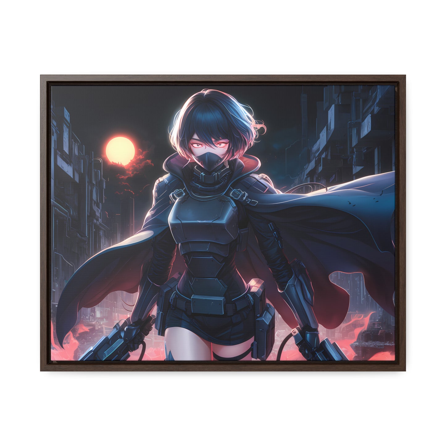 "Nightblade: The Cyberpunk Vigilante" - Gallery Canvas Wraps, Horizontal Frame