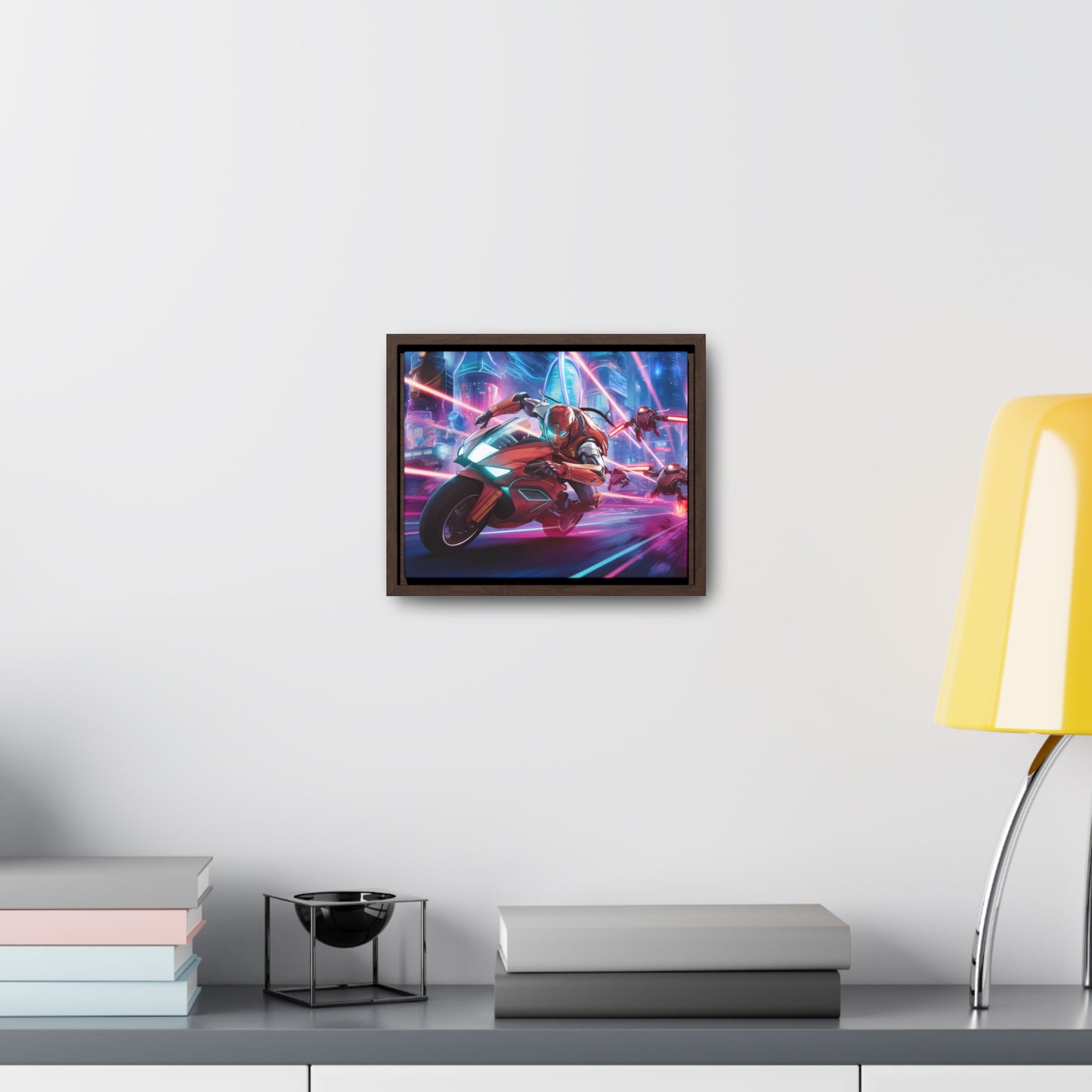 Neon Pursuit: Cyberbike Showdown - Gallery Canvas Wraps, Horizontal Frame