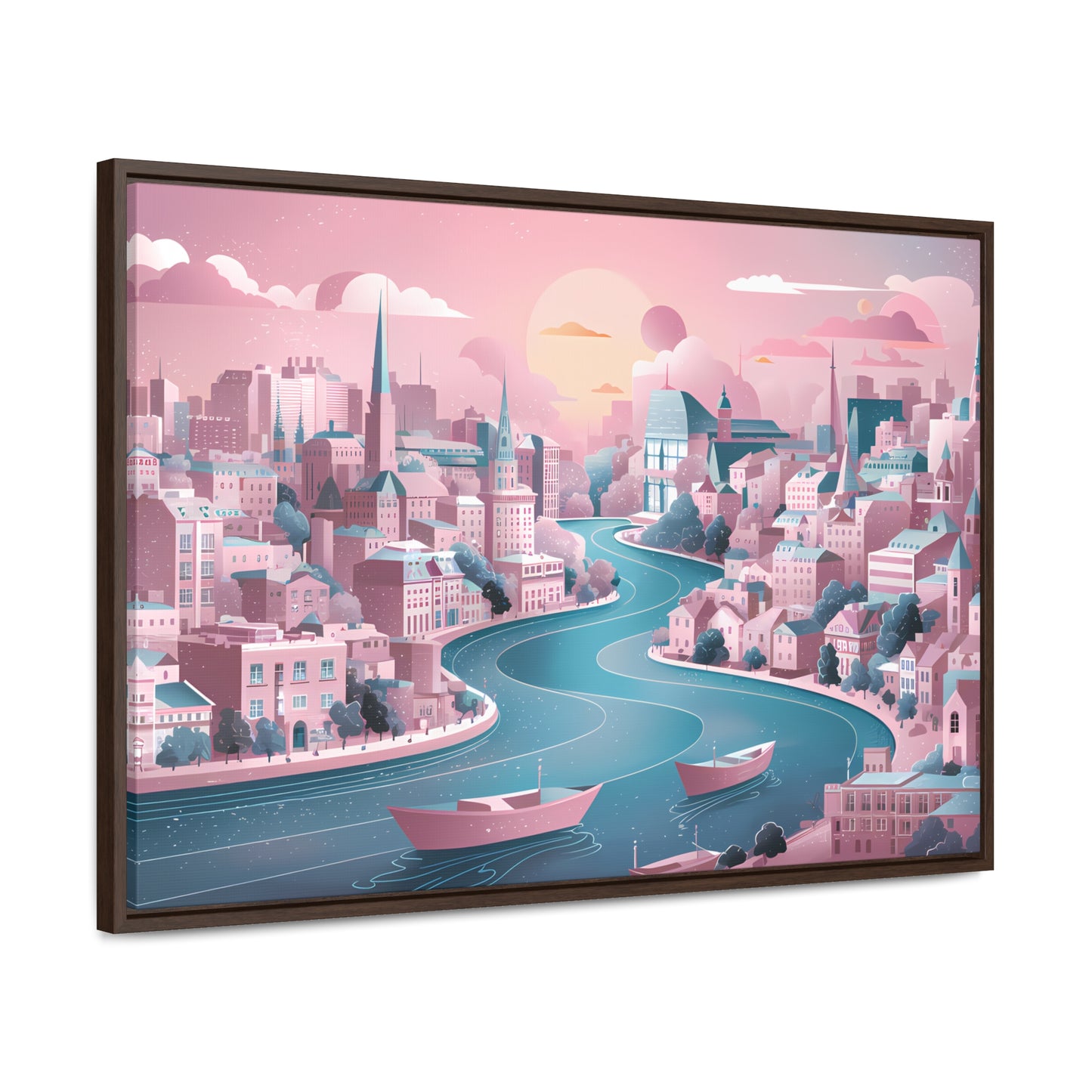 Serene City at Dawn - Gallery Canvas Wraps, Horizontal Frame