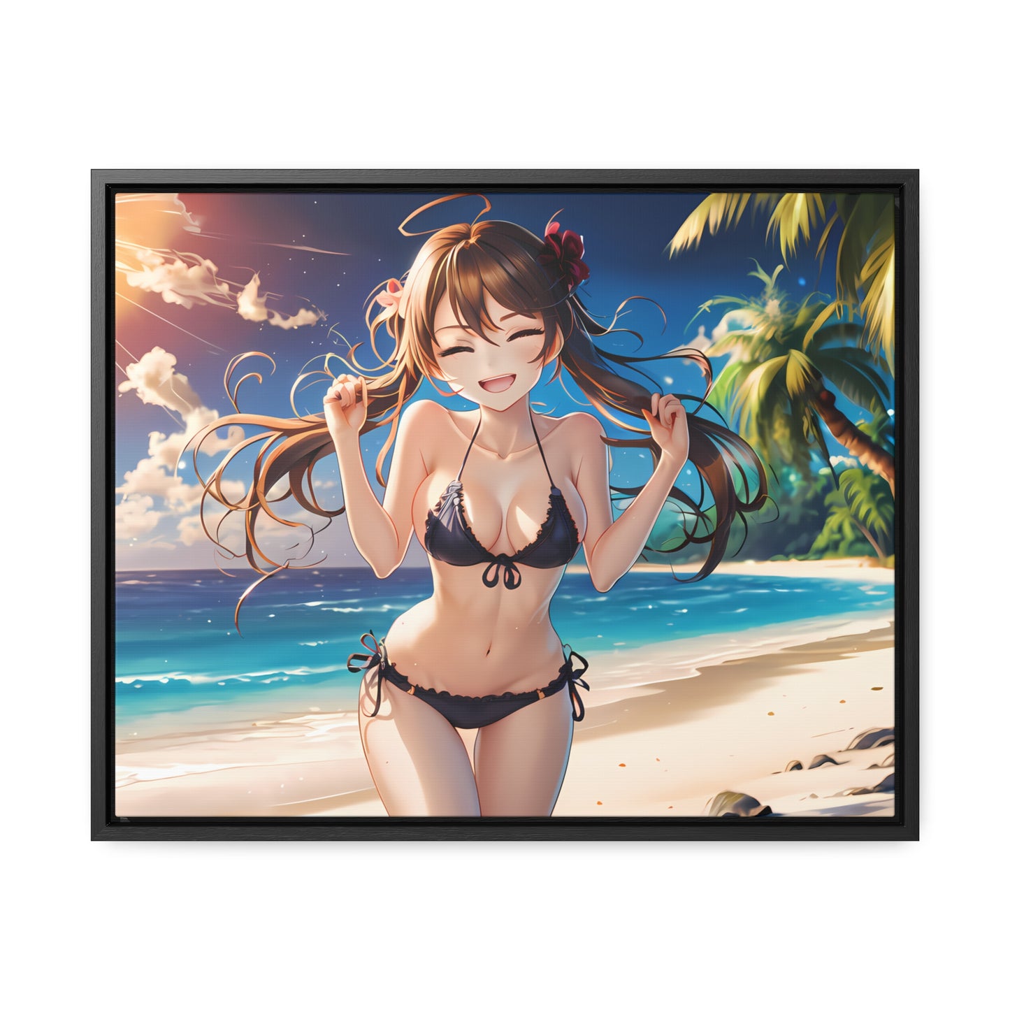 Sunlit Joy on the Beach - Gallery Canvas Wraps, Horizontal Frame