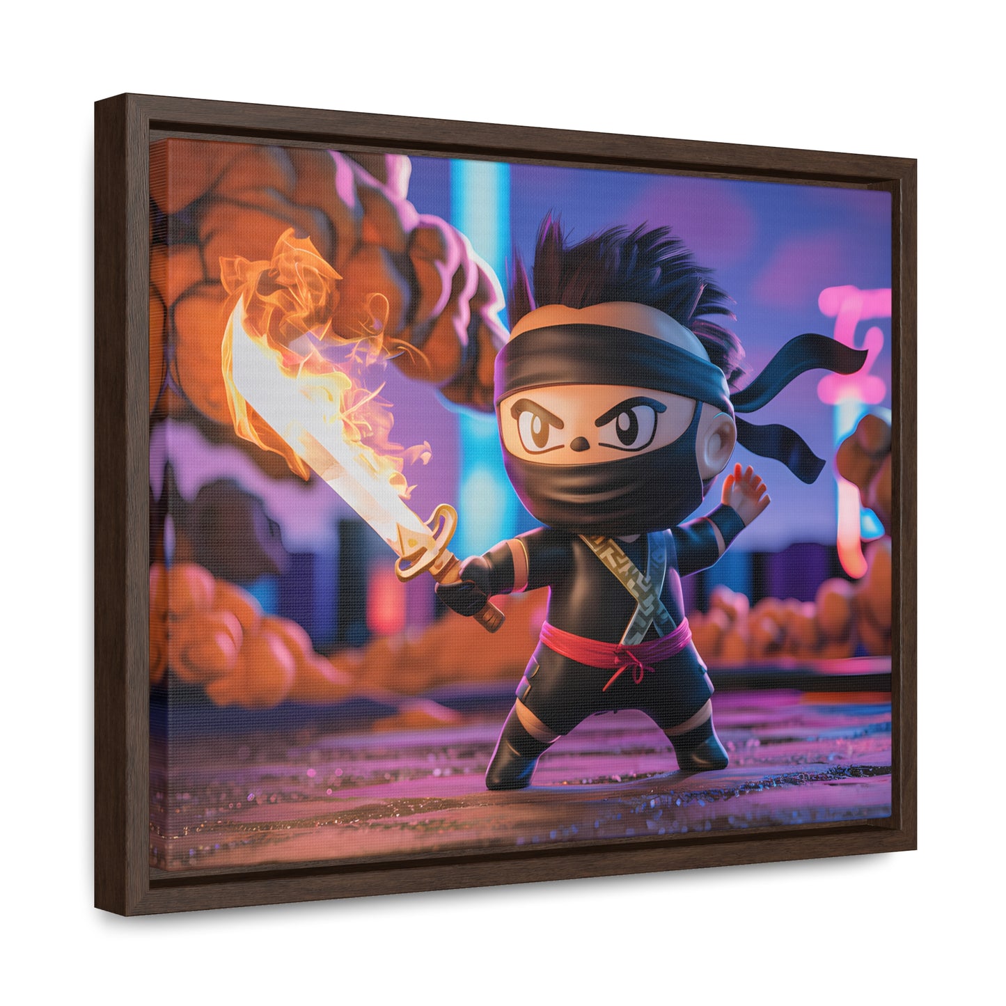 "Flameblade Ninja in Action" - Gallery Canvas Wraps, Horizontal Frame
