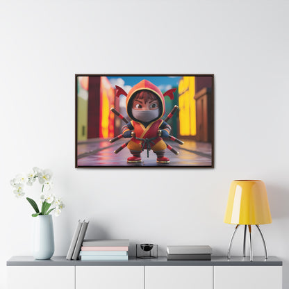 "Chibi Ninja Warrior in the City" - Gallery Canvas Wraps, Horizontal Frame