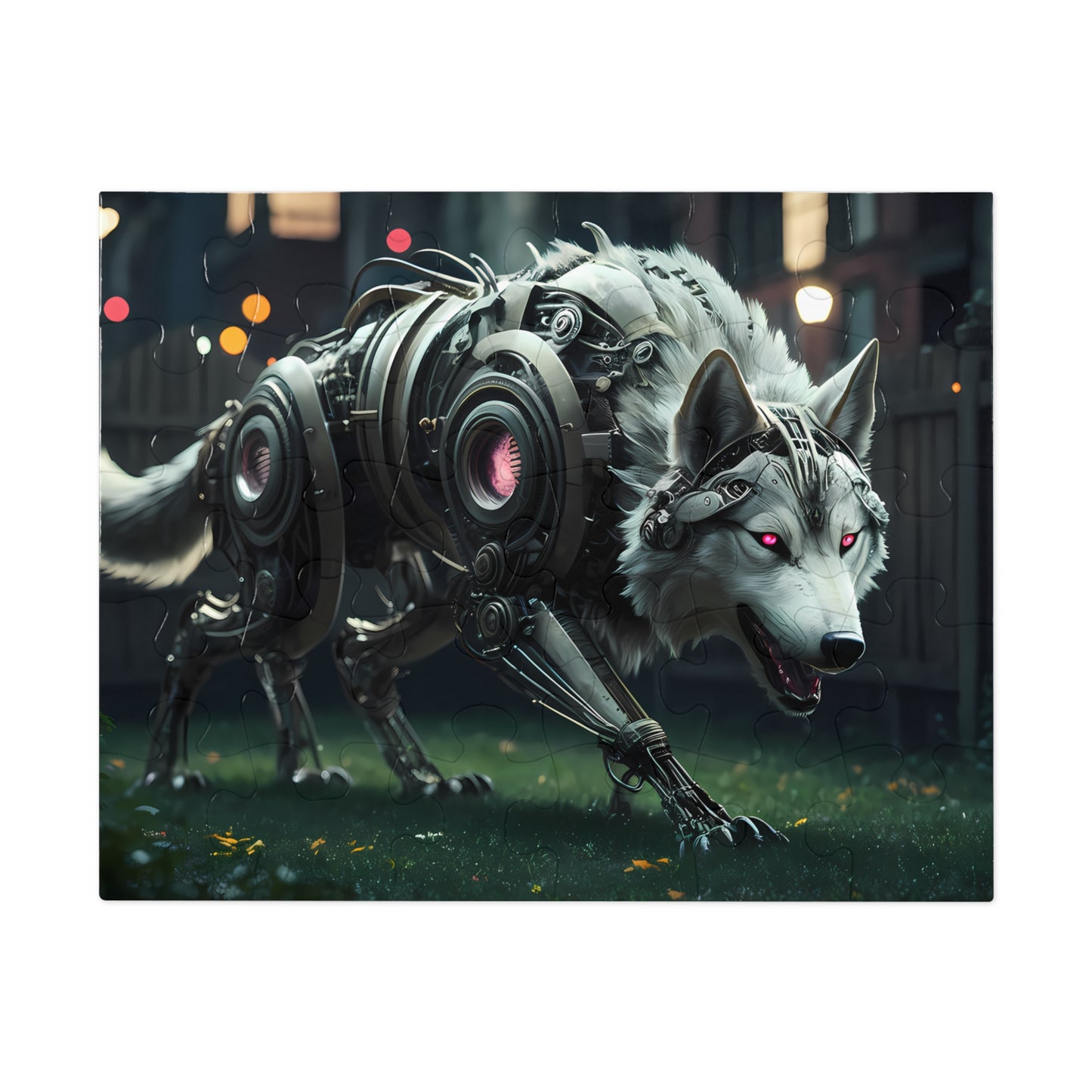 Cybernetic Alpha Wolf in the Urban Night - Jigsaw Puzzle (30, 110, 252, 500,1000-Piece)