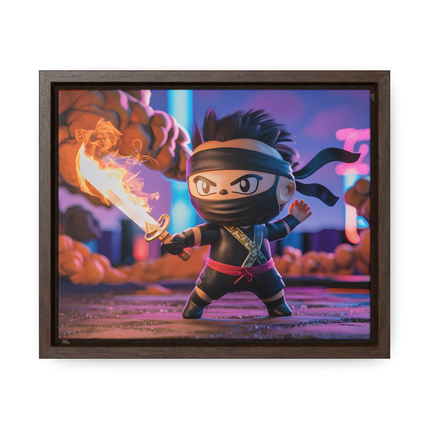 "Flameblade Ninja in Action" - Gallery Canvas Wraps, Horizontal Frame