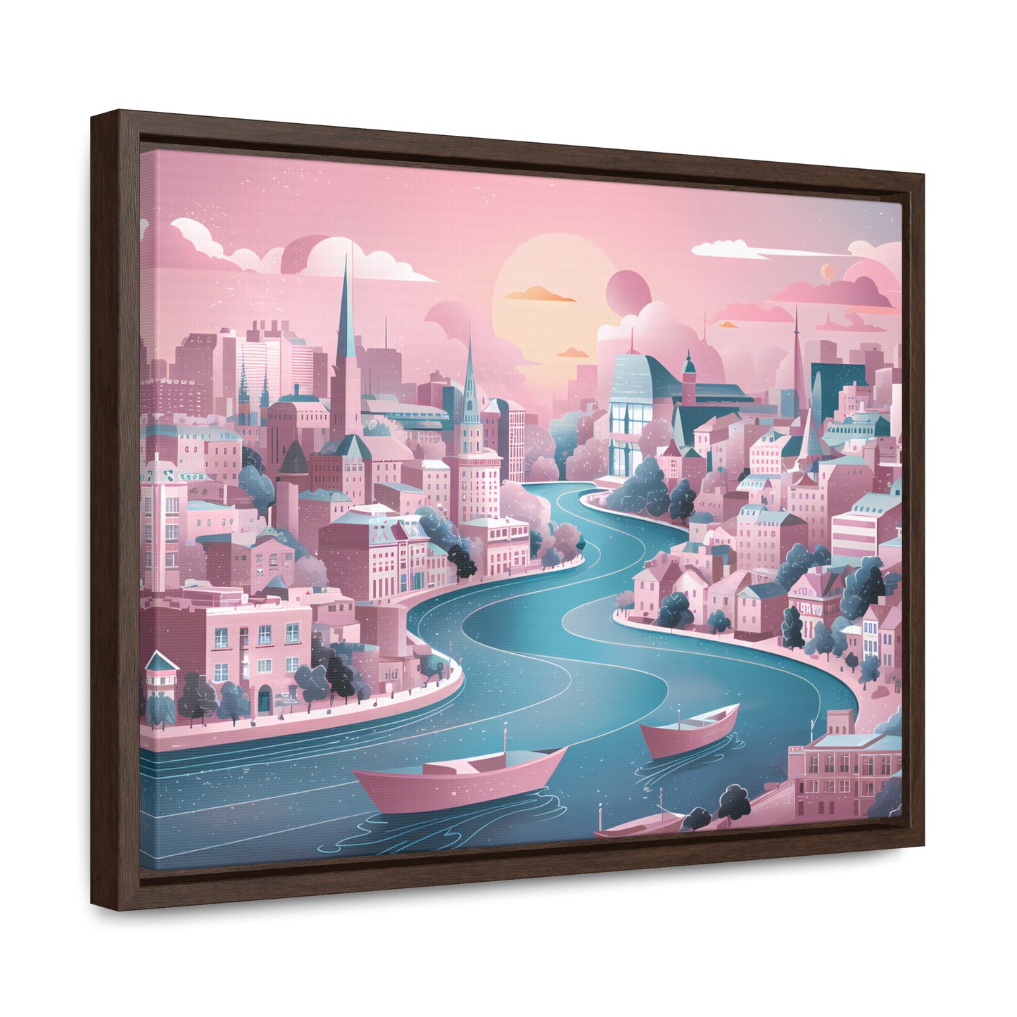 Serene City at Dawn - Gallery Canvas Wraps, Horizontal Frame