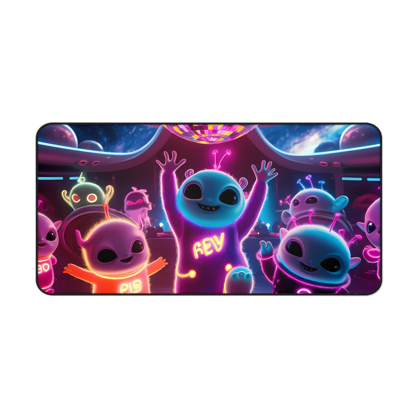 Alien Dance Party in Space - Desk Mat