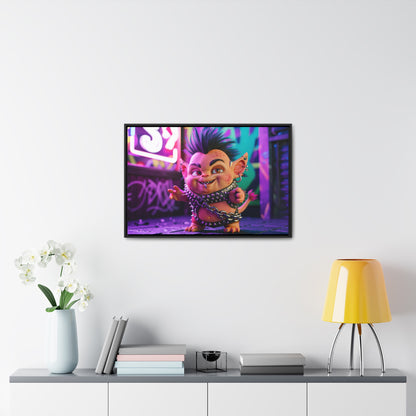 Punk Goblin in the Neon Alley - Gallery Canvas Wraps, Horizontal Frame