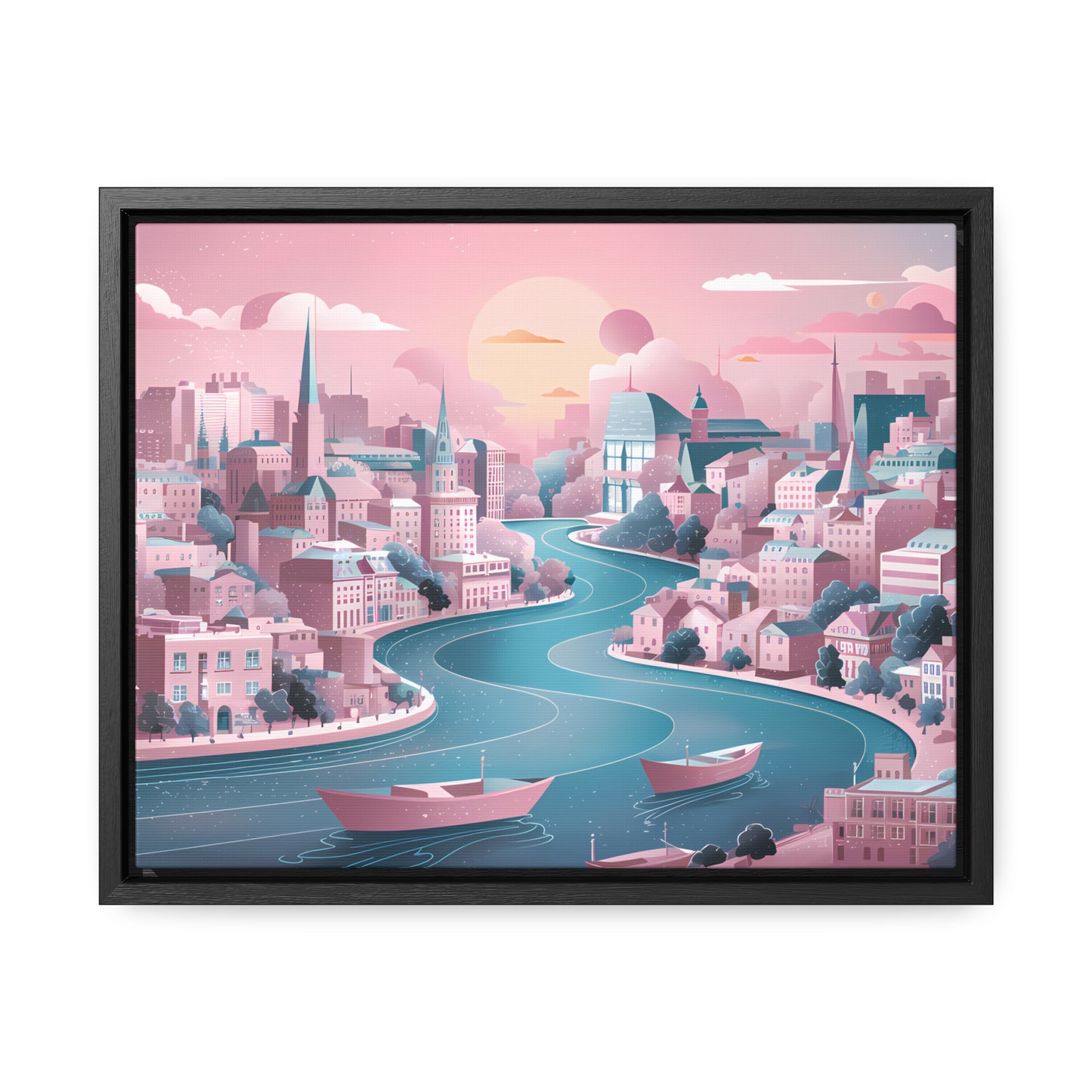 Serene City at Dawn - Gallery Canvas Wraps, Horizontal Frame