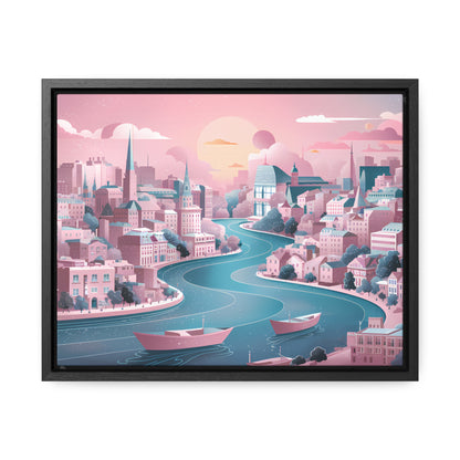 Serene City at Dawn - Gallery Canvas Wraps, Horizontal Frame