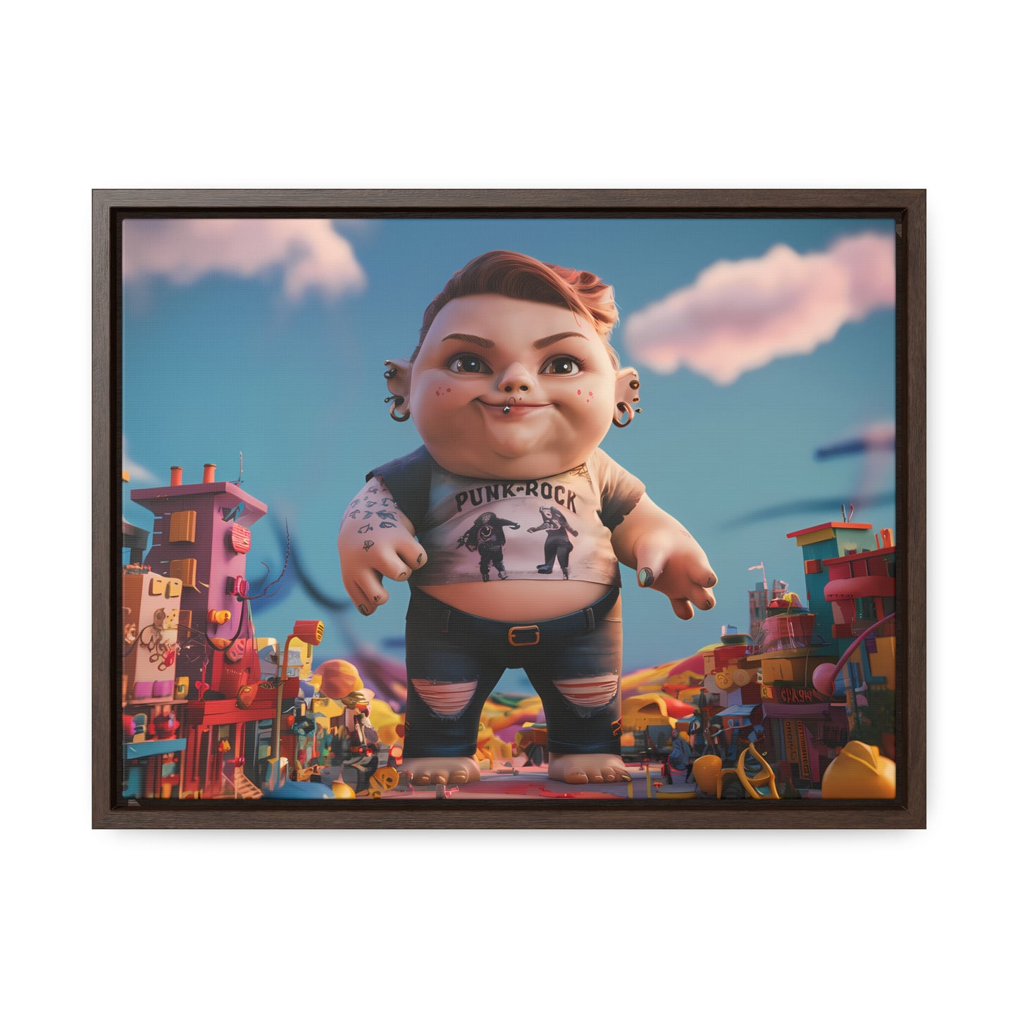 "Punk Rock Titan in Toy Town" - Gallery Canvas Wraps, Horizontal Frame