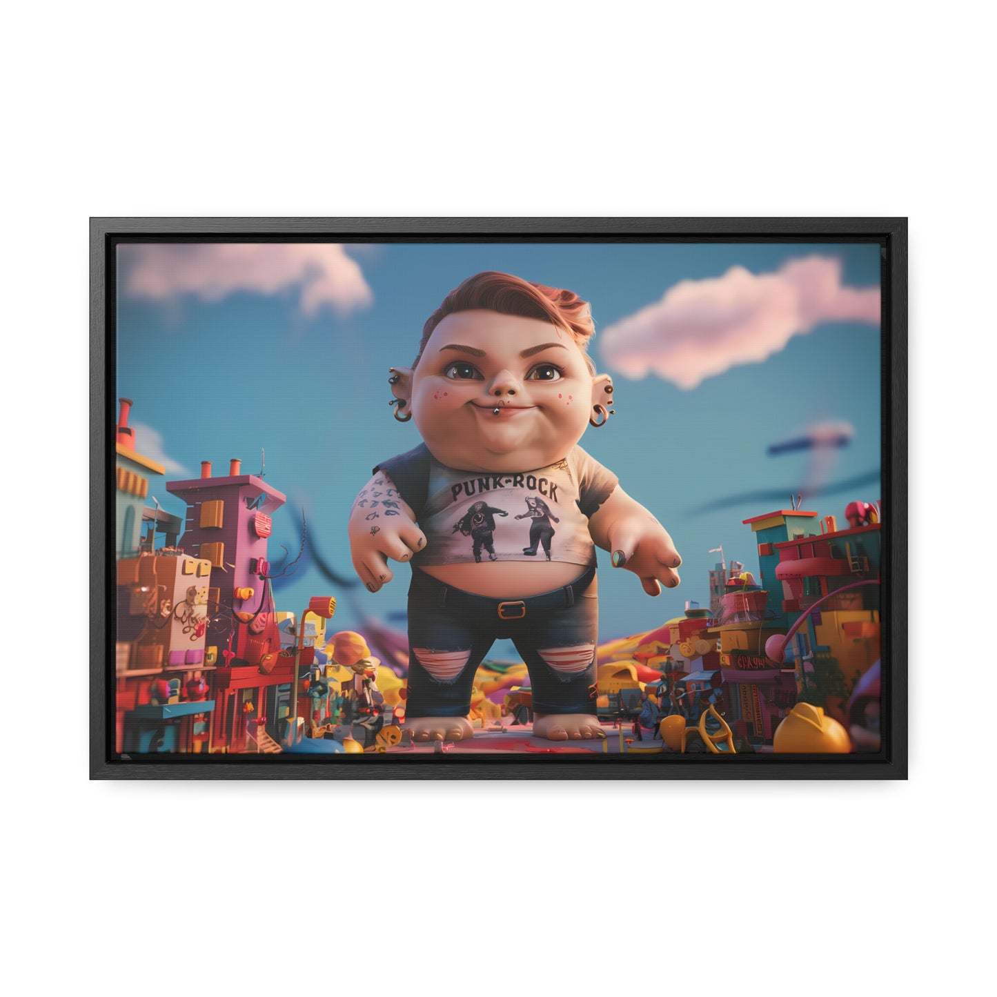 "Punk Rock Titan in Toy Town" - Gallery Canvas Wraps, Horizontal Frame