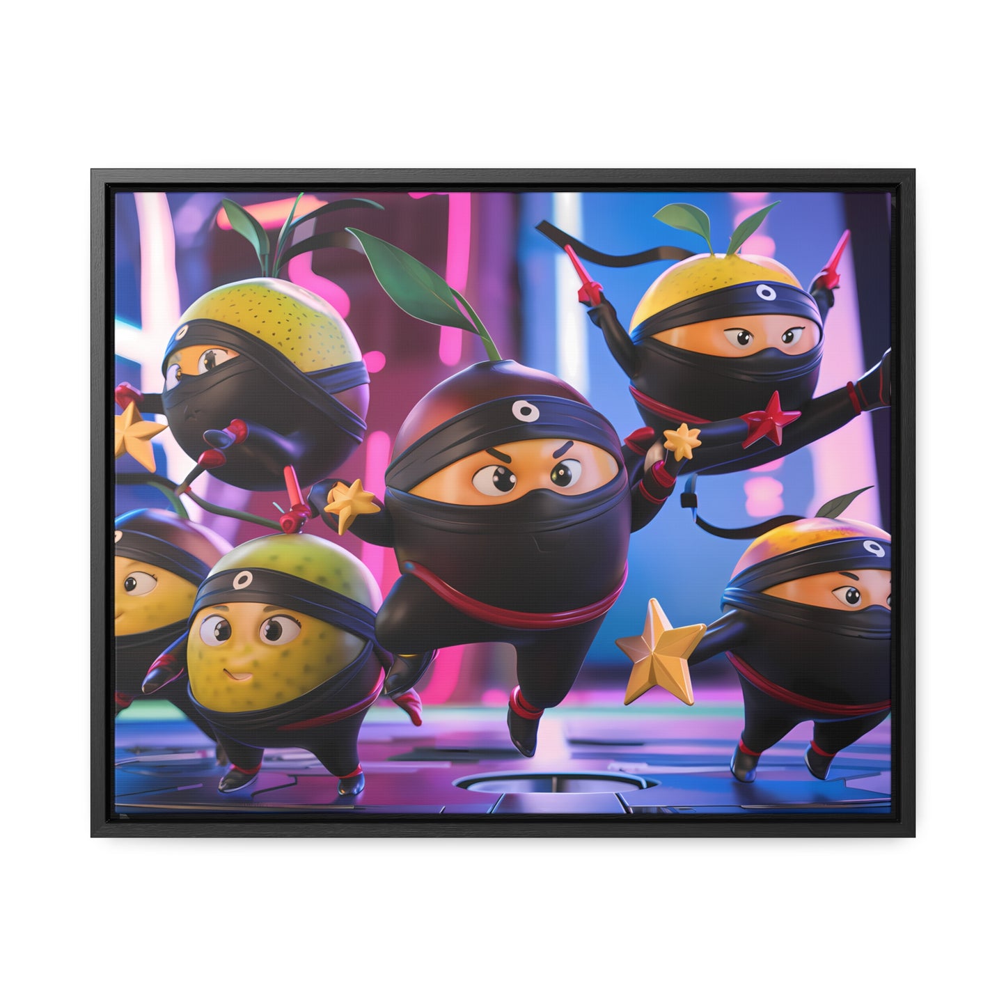 Ninja Citrus Squad: Star Power Unleashed - Gallery Canvas Wraps, Horizontal Frame