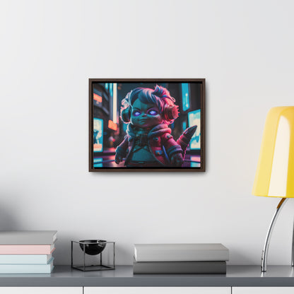 Neon Guardian in the Cyber City - Gallery Canvas Wraps, Horizontal Frame