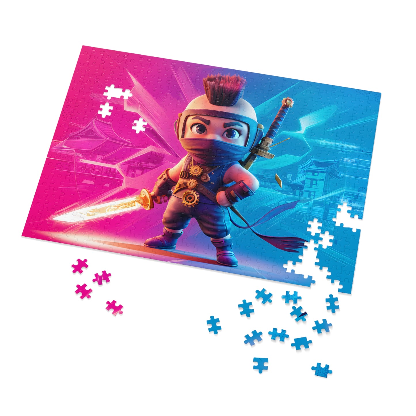 Cyberpunk Ninja: Neon Samurai - Jigsaw Puzzle (30, 110, 252, 500,1000-Piece)