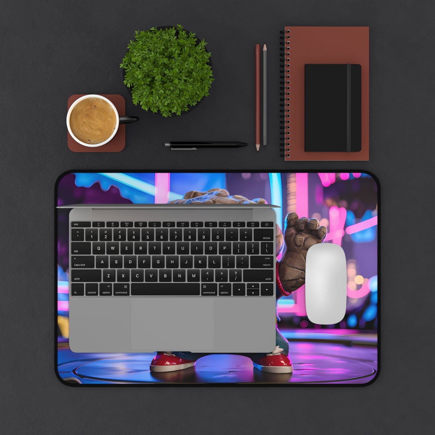 Rockstar Rumble in Neon City - Desk Mat
