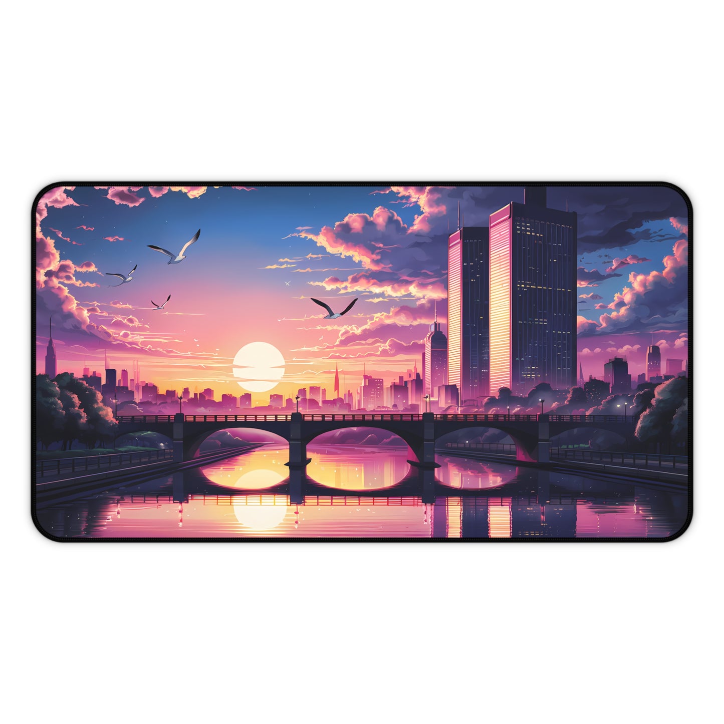 "Twilight Reflections Over the City" - Desk Mat