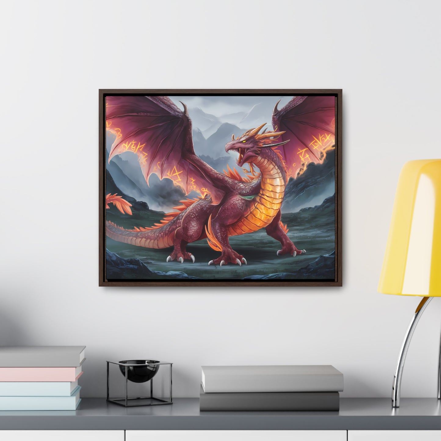 The Inferno Wyrm of the Ashen Peaks - Gallery Canvas Wraps, Horizontal Frame