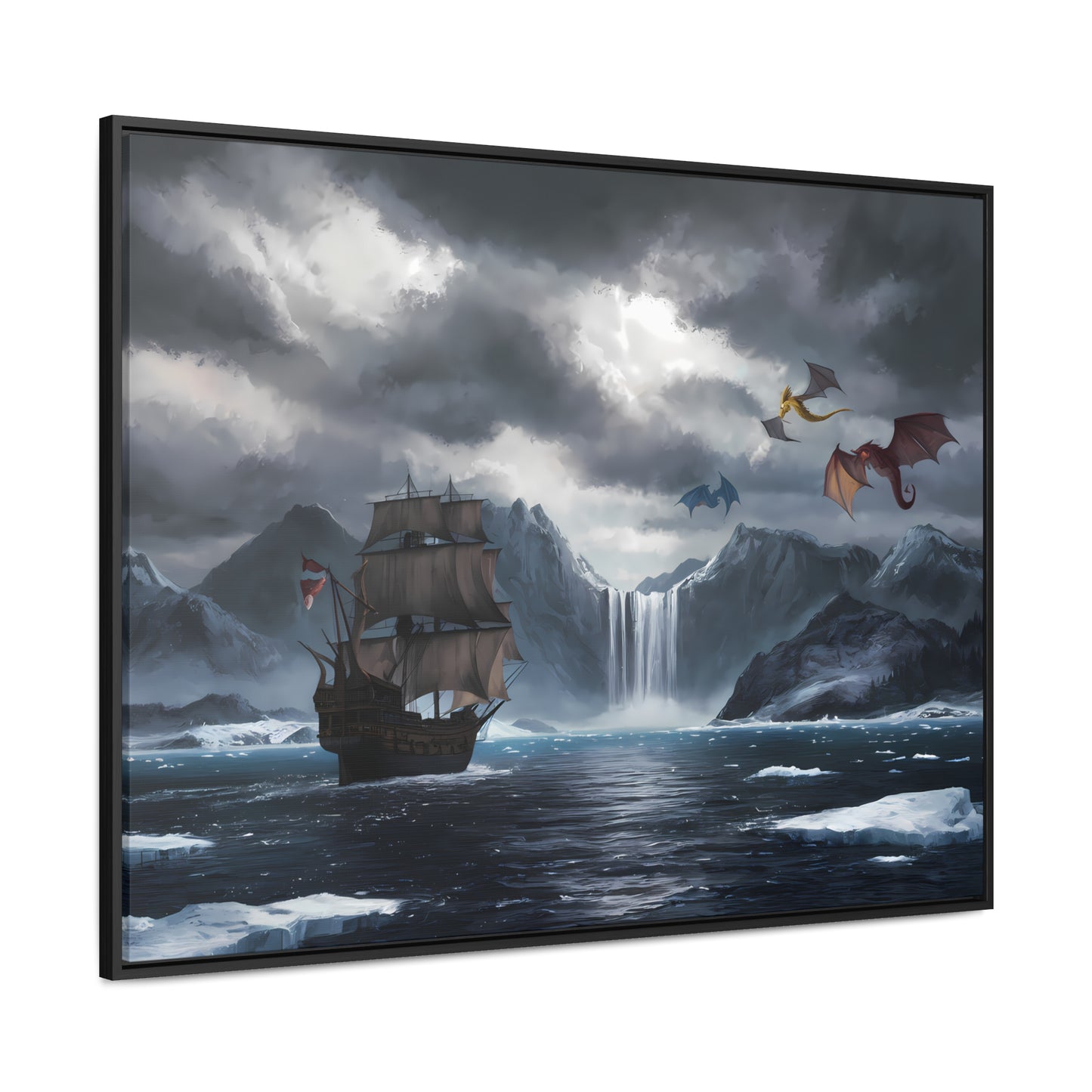 "The Voyage to Dragon's Fjord" - Gallery Canvas Wraps, Horizontal Frame