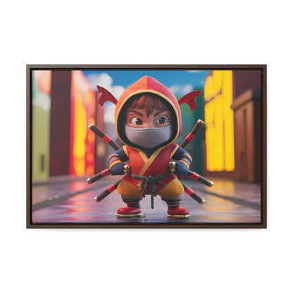 "Chibi Ninja Warrior in the City" - Gallery Canvas Wraps, Horizontal Frame