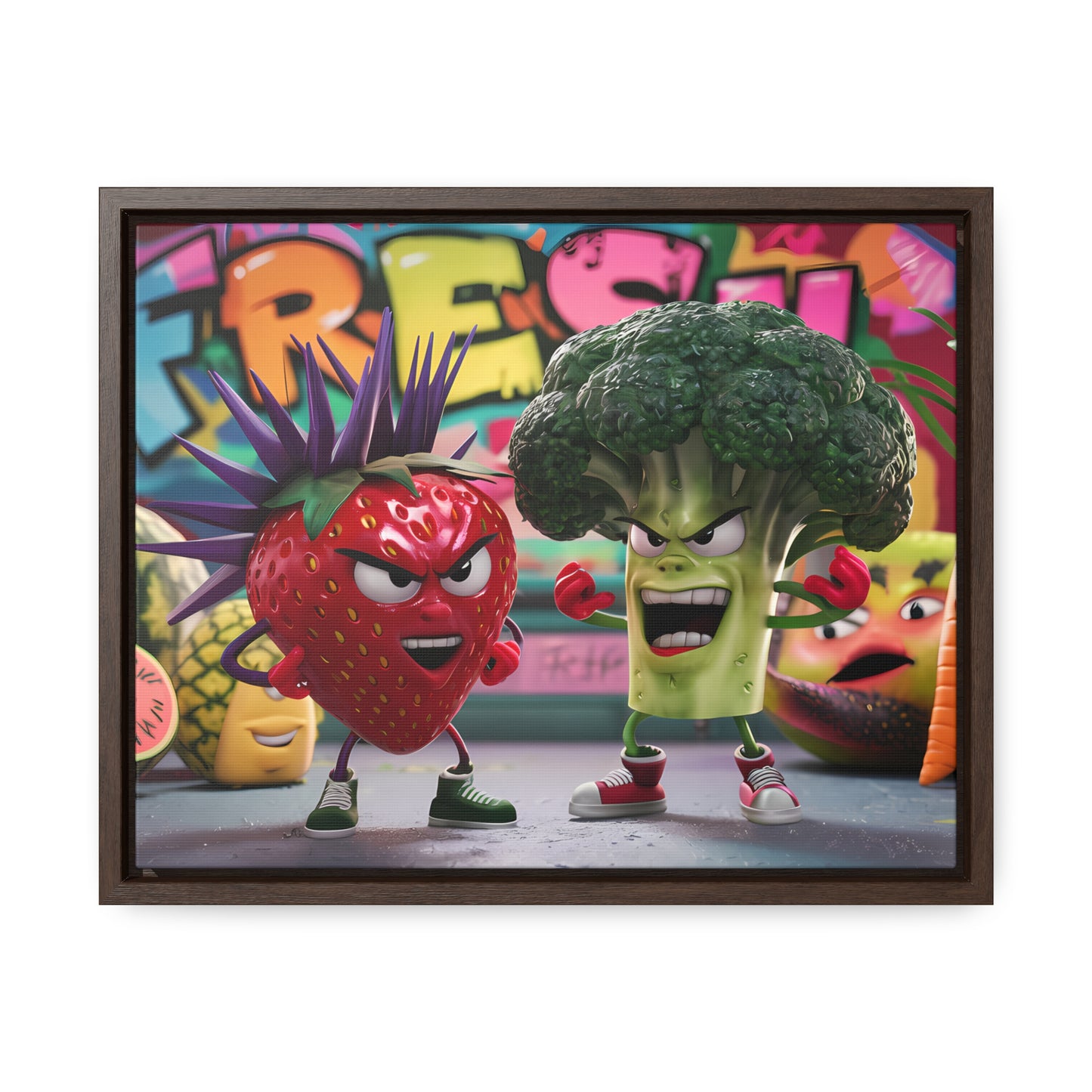 "Fresh Fight: Battle of the Bites" - Gallery Canvas Wraps, Horizontal Frame