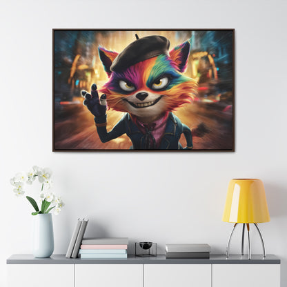 Feline Frenzy in the City Lights - Gallery Canvas Wraps, Horizontal Frame