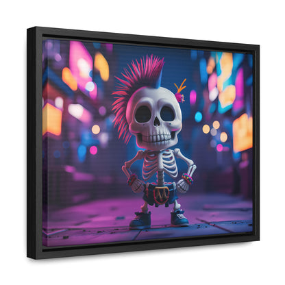 Punk Skeleton in Neon City - Gallery Canvas Wraps, Horizontal Frame