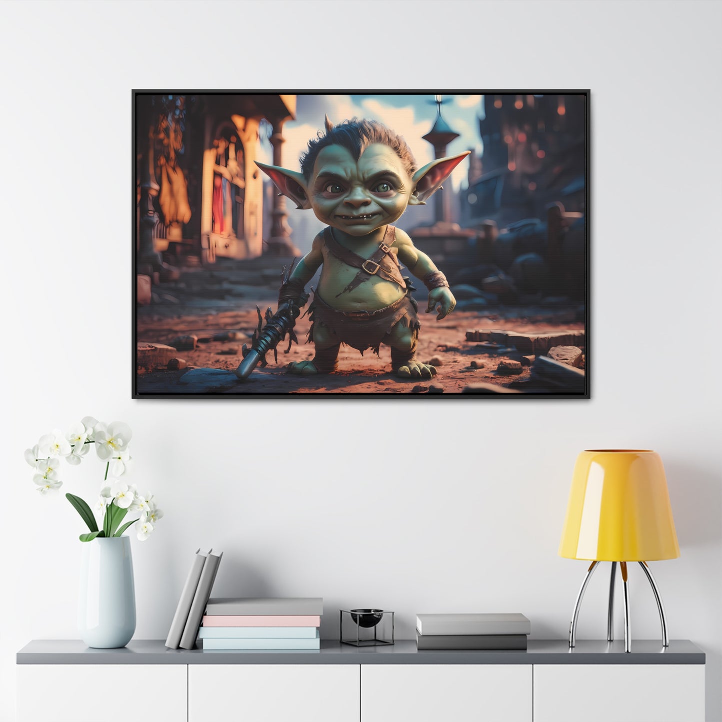 Goblin Warrior in the Ruined City - Gallery Canvas Wraps, Horizontal Frame