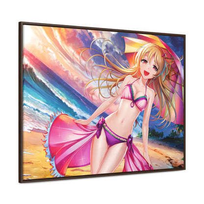 Sunset Stroll on the Beach - Gallery Canvas Wraps, Horizontal Frame