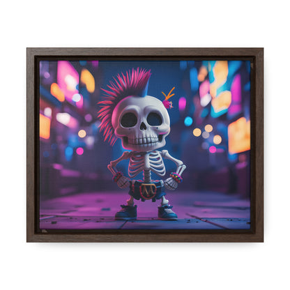 Punk Skeleton in Neon City - Gallery Canvas Wraps, Horizontal Frame