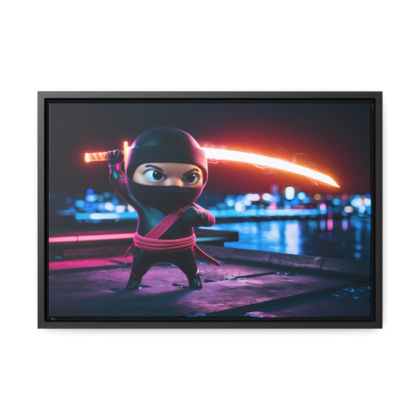 Neon Ninja Showdown - Gallery Canvas Wraps, Horizontal Frame