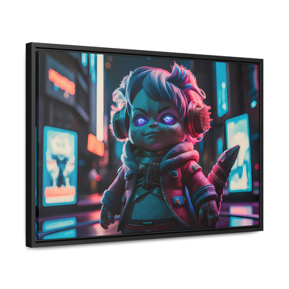 Neon Guardian in the Cyber City - Gallery Canvas Wraps, Horizontal Frame