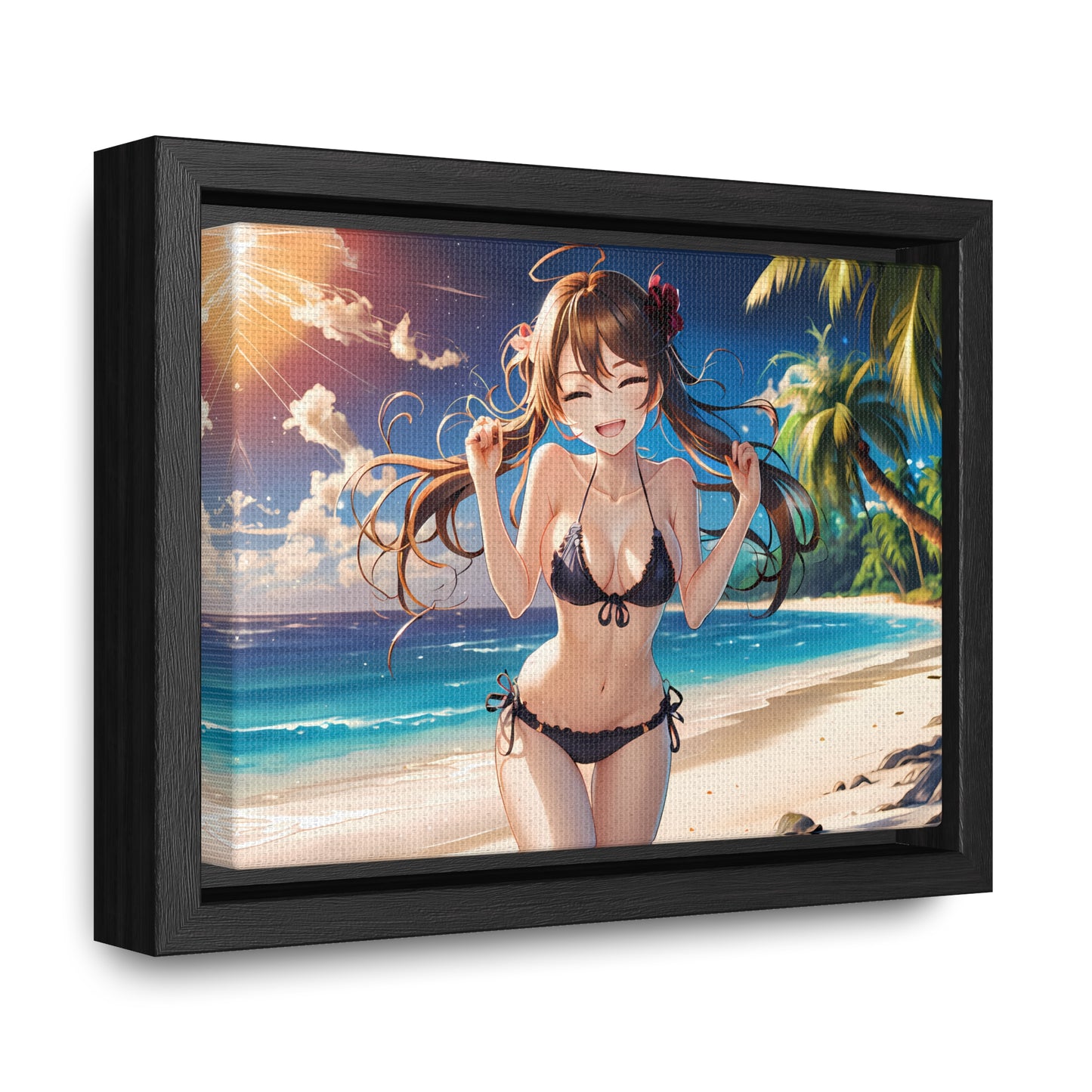 Sunlit Joy on the Beach - Gallery Canvas Wraps, Horizontal Frame