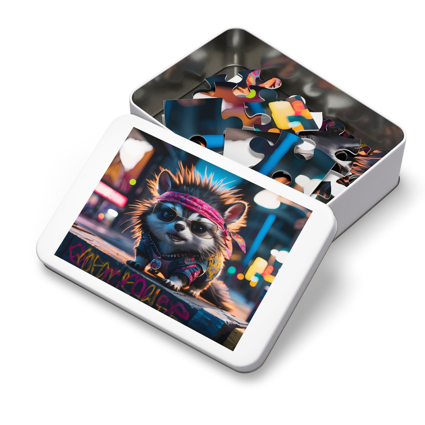 Punk Raccoon in the City - Jigsaw Puzzle (30, 110, 252, 500,1000-Piece)