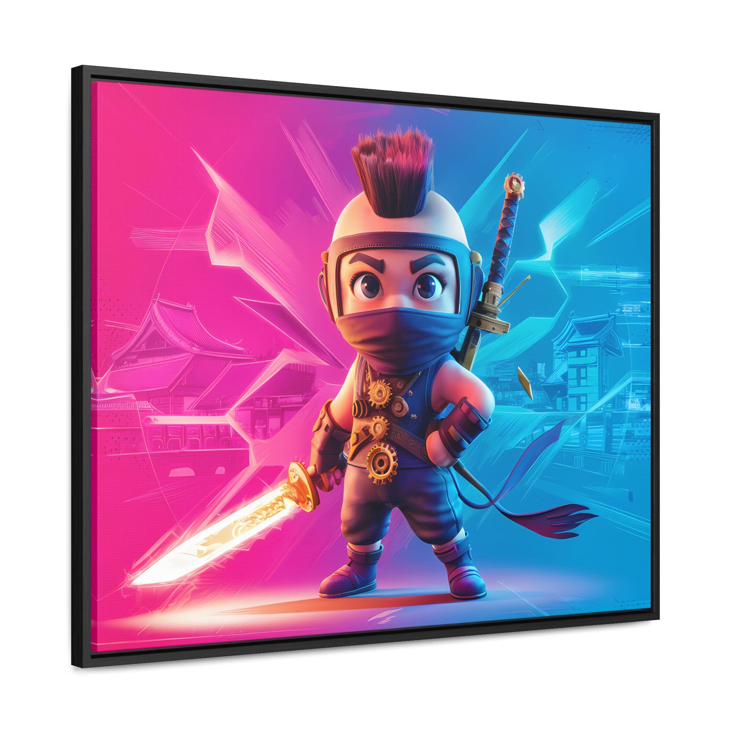 Neon Ninja Showdown - Gallery Canvas Wraps, Horizontal Frame